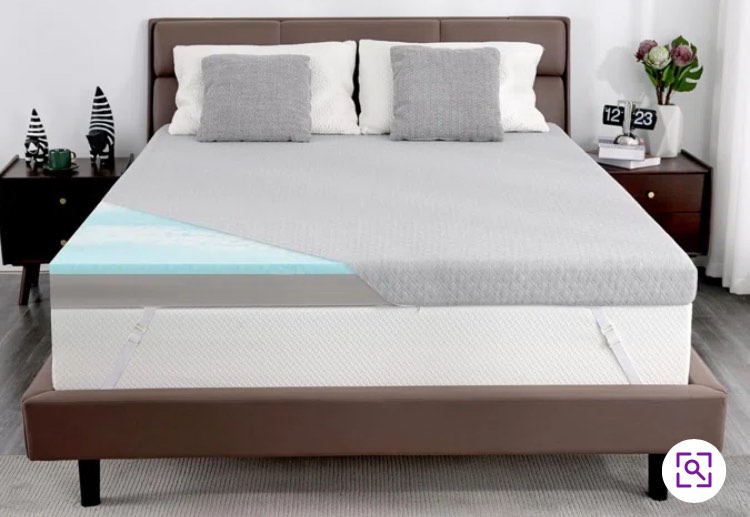  Serra 4 Inch Full Firm Mattress Topper Full, Memory Foam Mattress Topper Cooling Gel Charcoal Bed Topper For Pain Relief, High Density Firm Mattress Pad 