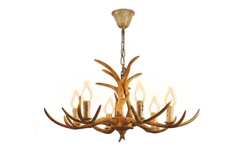 Gdrasuya10 6 Lights Antler Chandelier Light, Vintage Antler Chandelier,Rustic Farmhouse Chandelier Light Deer Horn Pendent Light Fixture for Living Room Dining Room Bedroom  AS IS 