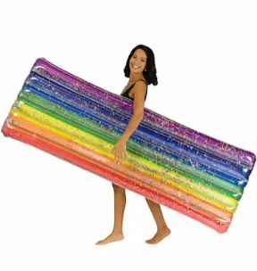 Poolcandy Rainbow Collection Illuminated LED Deluxe Pool Raft - 74 x 30 Inflatable Pool Float