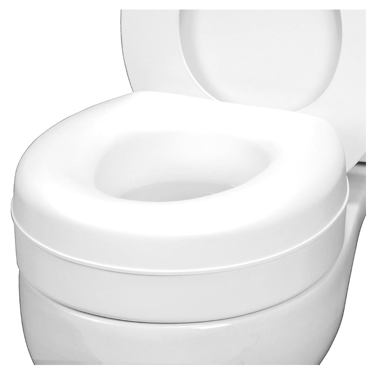 HealthSmart Enhanced Comfort 5" Raised (Round) Toilet Seat Risers for Seniors 5 Slip Resistant Pads FSA/HSA Eligible Padded Toilet Seat Elevation 15.7 x 15.2 x 6.1