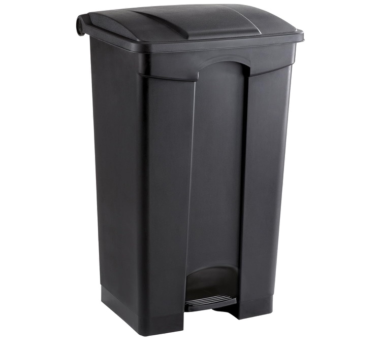 Safco, Step-On Indoor Plastic Trash Can for Home & Commercial Use, Hands-Free Disposal, 23 Gallon, Black