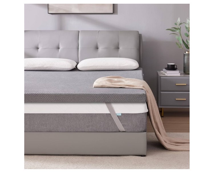 SINWEEK 2 Inch Gel Memory Foam Mattress Topper Twin Size, Ventilated High Density Pad for Back Pain, Bed Topper with Removable Soft Cover, CertiPUR-US Certified,Grey