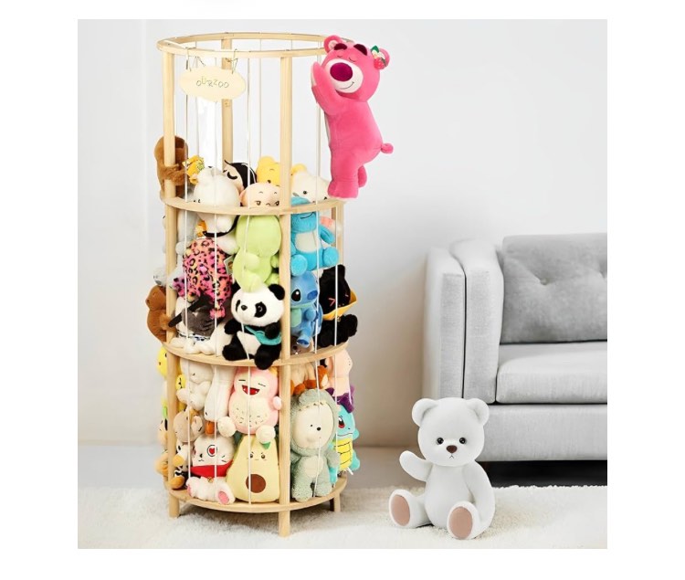 Stuffed Animal Zoo Storage Extra Large Wooden Stuffed Animal Holder Soft Toy Organizer Nursery Zoo Cage Plush Stuffed Toy Cage Kids Playroom Bedroom Decor Display Corner Roundness