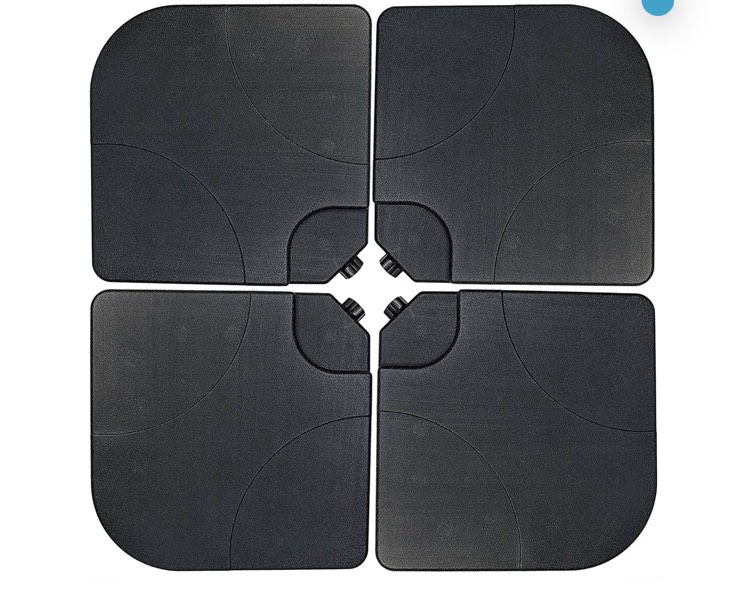 Sunnydaze 4-Piece Cantilever Umbrella Base Plates Set -For Cross-Style Bases - Fill with Sand or Water - Black