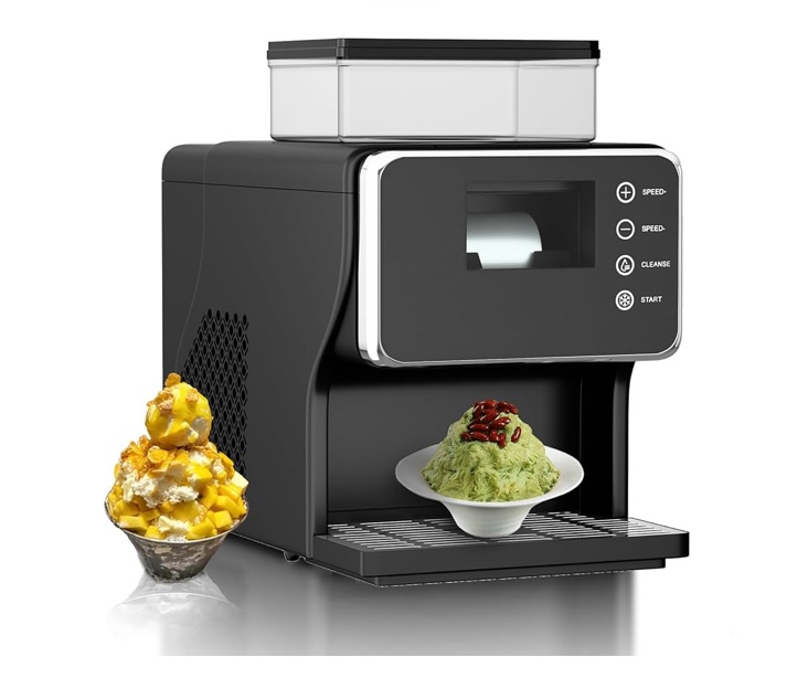 Shaved Ice Machine, Portable Ice Maker with Rapid Cooling and Food-Grade Stainless Steel Material, Adjustable Snowflake Ice Making Speed, Ice Cream Maker for Home, Office, Restaurant, Bar, Party