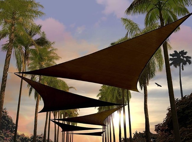 Amgo 22' x 22' x 22' Brown Triangle Sun Shade Sail Outdoor Canopy Awning UPF50+ AGTAPT22, 95% UV Blockage, Water & Air Permeable, Commercial Standard Heavy Duty (We Make Custom Size)