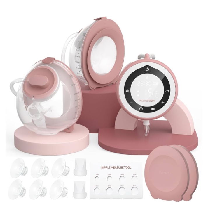 Momcozy Breast Pump V1 Pro Hospital-Grade, Hands-Free & Portable Wearable Pump, Upgraded Electric Pump with 3 Fine-Tuned Rhythms|15 Levels, Come with Leak-Proof DoubleFit Flange, Cozy Red.