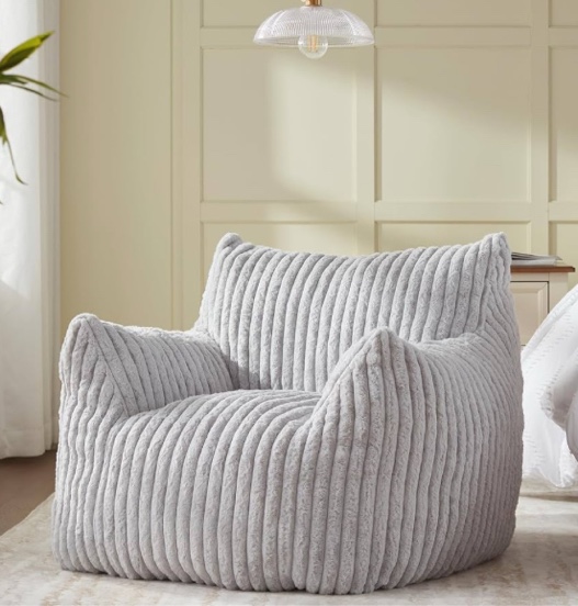 Aichisofar. Giant Bean Bag Chairs for Adults Teens, Large Bean Bag Sofa Chairs with Filling Comfy Fuzzy BeanBag Chair with Armrests for Bedroom Living Room Reading