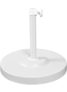 California Umbrella 50 lbs. Round Concrete Weighted Powdercoated Steel Umbrella Base, White Frame
