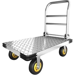 Platform Trucks Dolly Cart w/360 Degree 6" Swivel Wheels Heavy Duty Steel Foldable Push Cart Dolly 2000 LBS Capacity Large Flatbed Cart Platform Hand Dolly for Groceries/Garage/Warehouse (36" Lx24 W)