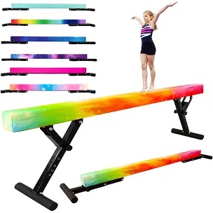 Adjustable balane Beam for Kids - 8FT Gymnastics Beam - high and Low Floor Beam for All Gymnastic Levels-Professional Gymnastic Equipment for Home and Gym Center