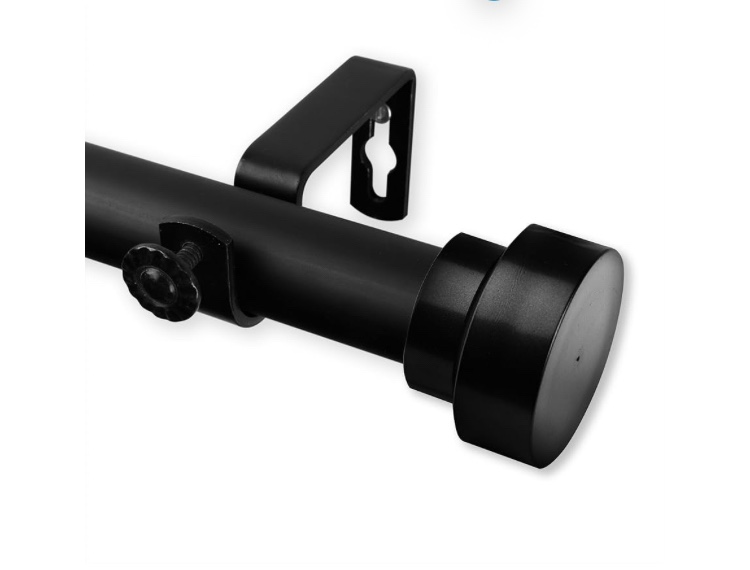 Rod Desyne 100-37-1602 Bonnet Curtain Rod 1" Od - Single Curtain Rod Set, Black, 160-240"