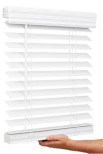 lotus & windoware cordless, 2 inch faux wood blind, 34" wide x 60" long, window blinds, blinds & shades, blinds for indoor windows, embossed, bright white