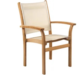 St. Tropez Stacking Teak Patio Dining Chair slate 