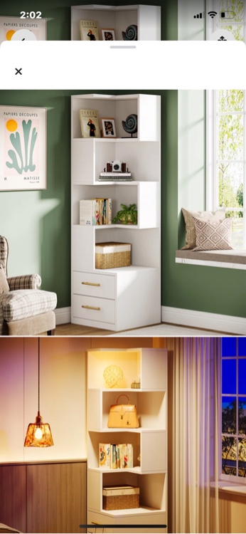 Wampat 66.9" H Corner Bookcase With 5-Tier Shelf And 2 drawers 