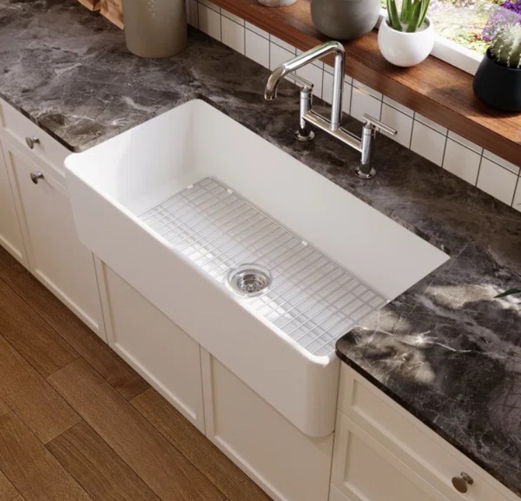 Grove 33" L X 18" W Rectangular Single Bowl Fireclay Farmhouse Kit