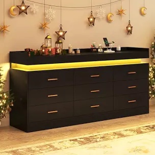 Tyson 9 - Drawer Dresser with LED Strip and Quick-charging Power Outlets