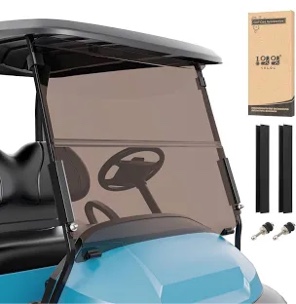 10L0L Golf Cart Windshield for Club Car Precedent 2004-Up, Tempo, 2017-Up Onward, Clear/Tinted Fold Down Club Car Windshield Anti-UV Impact Resistant - 37.5"W X 33.6"H