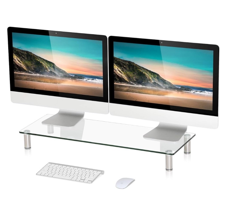FITUEYES Computer Monitor Riser Desktop Stand for Dual Monitors Xbox One/Component/Flat Screen TV DT107801GC