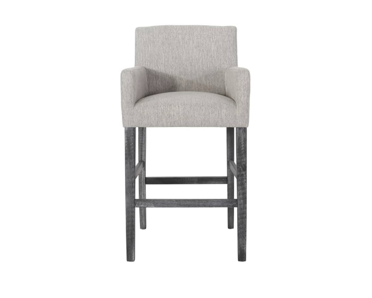Christopher Knight Home Fabric and Rubberwood Barstool, Light Gray and Weathered Gray 44 Tall