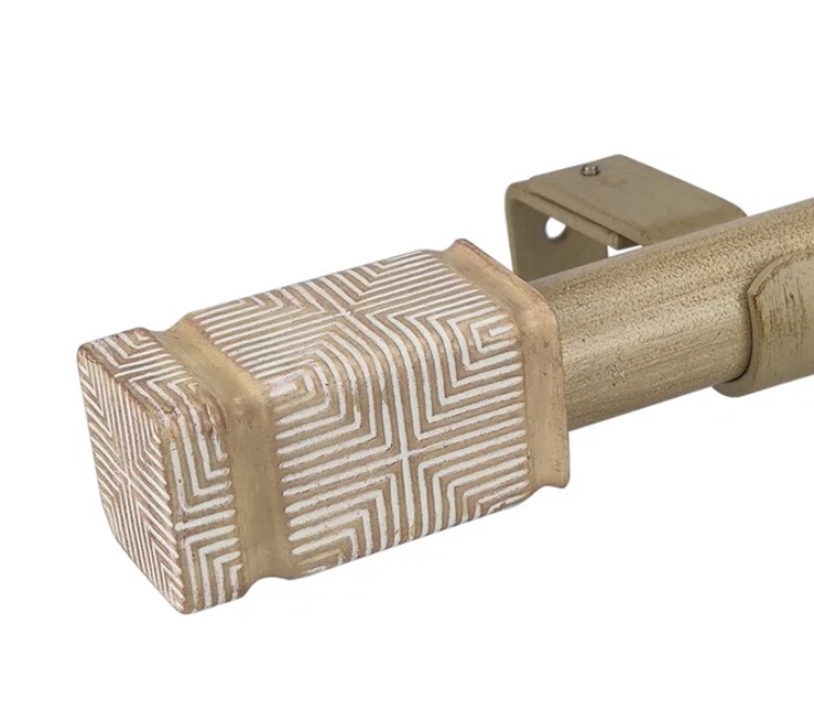 Nicastro Beige Iron Adjustable 1" 36”to 72 “ Dia Single Curtain Rod By Alcott Hill