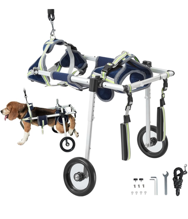 VEVOR Dog Wheelchair for Back Legs, Pet Wheelchair Lightweight & Adjustable Assisting in Healing, Dog Cart with 2 Wheels for Injured, Disabled, Paralysis, Hind Limb Weak Pet (Small)