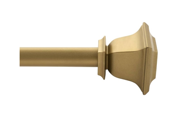 Deco Window Adjustable Curtain Rod for Windows 36 to 66 Inch Metal Pole with Quadrato Finials and Mounting Hardware Set (1" Diameter, Golden)