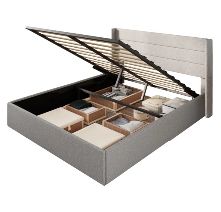 Queen Size Braya Hydraulic Lift Up Storage Upholstered Platform Bed By Latitude Run
