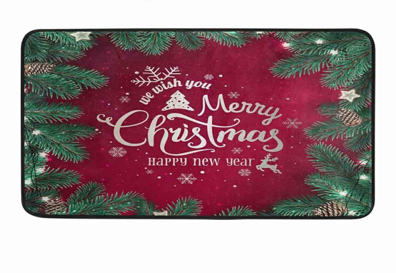 Christmas Rug Kitchen Rugs Runner Merry Christmas Happy New Year Doormat Bath Rugs Mat Non Slip Area Rugs for Bathroom Kitchen Indoor 39" X 20"