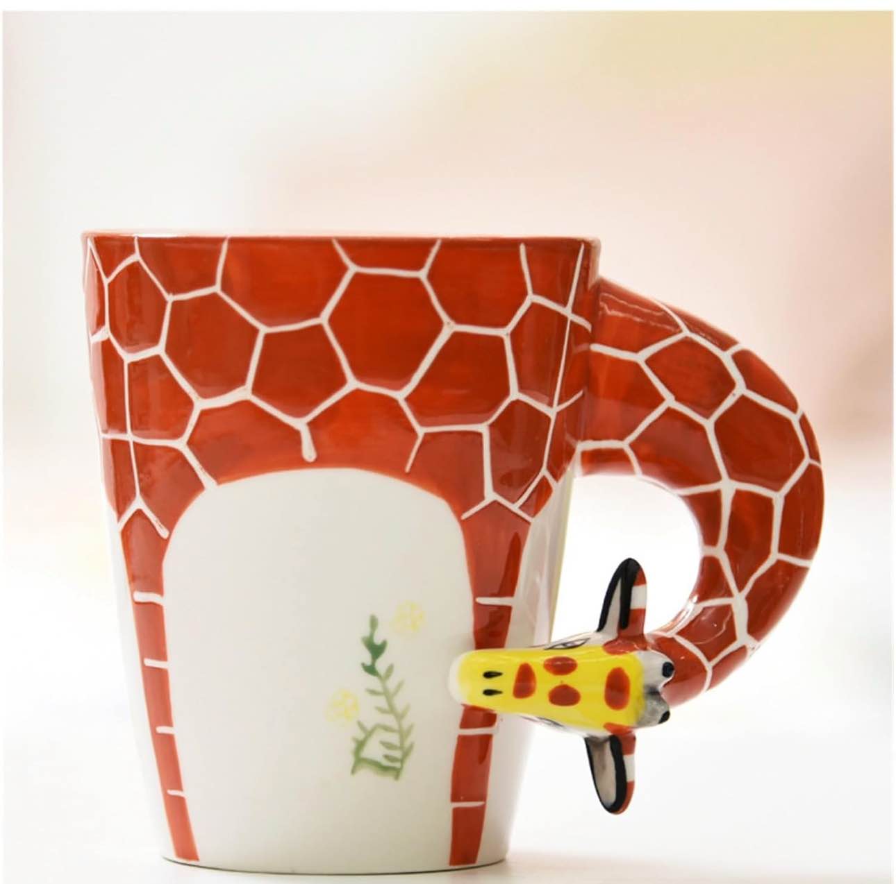 Cups, coffee cups and teacups for home use, exquisite cups, household items, mugs, 3D three-dimensional animal mugs, hand-painted ceramic cups, cute and creative personalized milk coffee cups ( Color