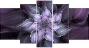 TutuBeer 5 Panel Bauhinia Chinese Redbud Purple Flower Plant Botany Picture Flower Artwork Oil Painting on Canvas Stretched and Framed Giclee Print Home Decoration Living Room Bedroom Wall Art Hanging