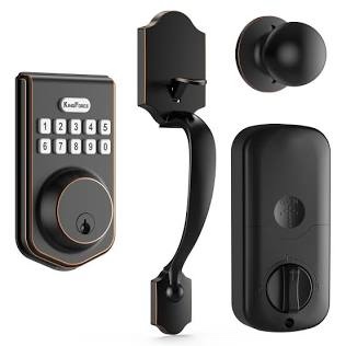 KING FORCE Electronic Keypad Deadbolt Door Lock, Oil Rubbed Bronze, Smart Locks for Front Door with Auto Lock, One-Touch Lock, 3-in-1 Keyless Unlock, Easy Installation