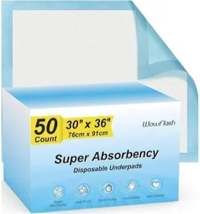 50 Count 30” x 36” Super Absorbency Disposable Underpads, Leakproof Quick Drying, Baby Puppy & Adults Bed Pads Disposable Adults, Dog Pee Pads Extra Large, XXL Incontinence Pads
