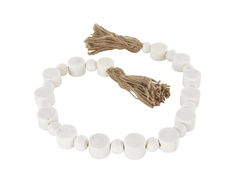 Cole And Grey Marble Handmade Round Extra Long Orb Beaded Garland With Tassel With Knotted Jute