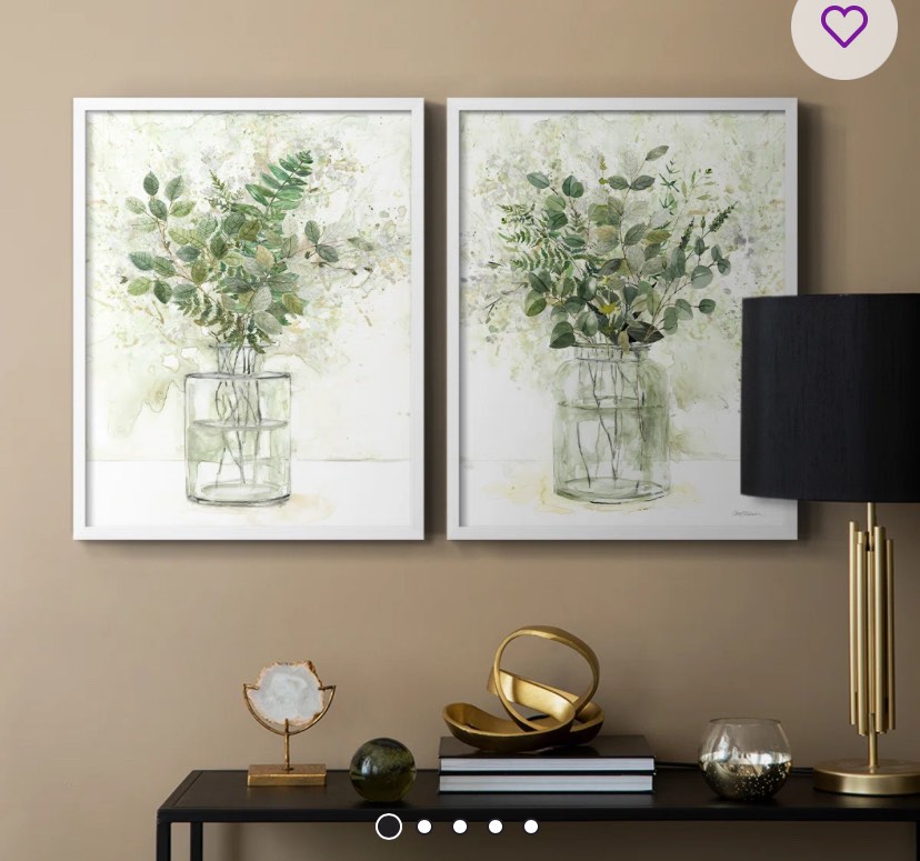 Delicate Greenery I-Premium Framed Print -Ready to Hang - No Nails Required - No Nails Required (Set of 2)