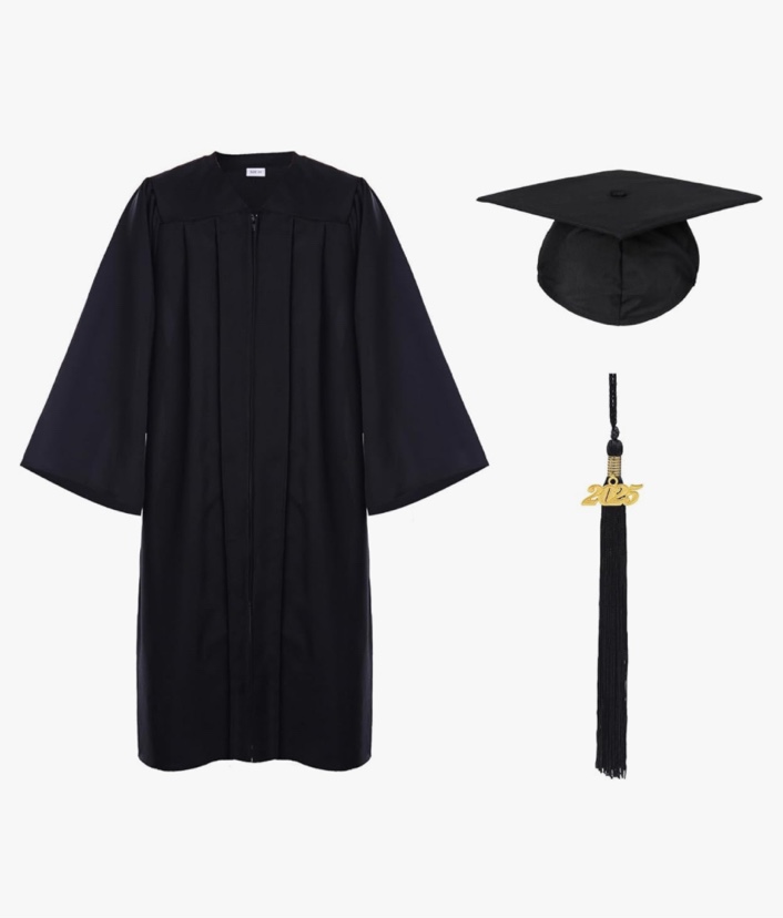 Unisex Adult Matte Graduation Cap and Gown Tassel Set