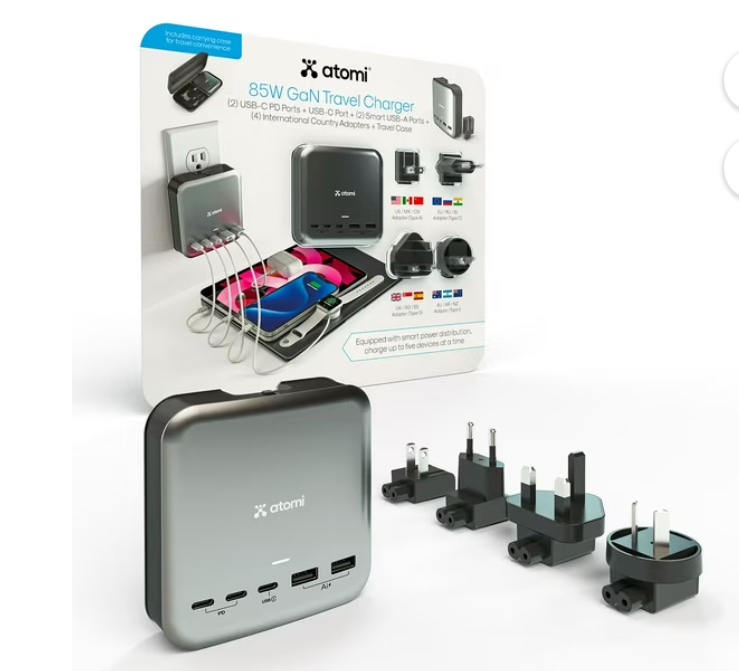 Atomi Wall Charger with Universal Travel Adapters