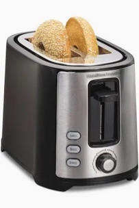 Hamilton Beach 2 Slice Extra Wide Slot Toaster with Bagel & Defrost Settings, Shade Selector, Toast Boost, Auto Shutoff, Black & Stainless Steel (22633)