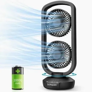DR.PREPARE Small Tower Fan Oscillating Table Fans with 270° Tilt, 105° Oscillating, 3 Speeds and 3 Auto-Off Timer, Portable USB Desk Fan for Bedroom Office Home Desk, Powerful Airflow 15 Inch