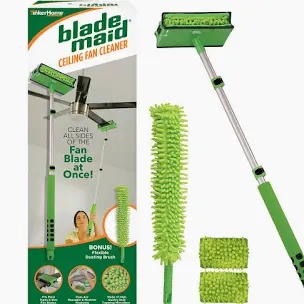 Blade Maid Ceiling Fan Cleaner- Cleaning Tool with 3 Foot Extendable Pole, Cleaning Head, Reusable Fiber Duster, & Flexible Dusting Brush
