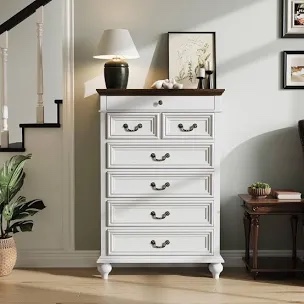 Farmhouse 7 Drawers Dresser for Bedroom, 57" Tall Large Dressers