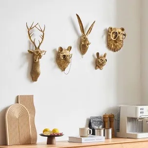5 Piece Resin Animal Head Wall Decoration