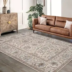 9’x12’ Washable Area Rugs for Living Room Stain Resistant Carpet Vintage Rugs Bedroom Low Pile Non Slip Accent Carpet
