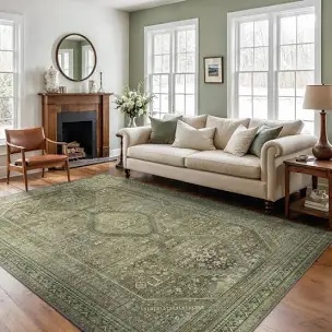 6x9 Sage Area Rug Machine Washable Rug Non Slip Indoor Rugs