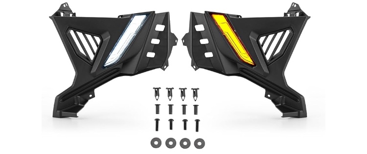HAKA TOUGH Front Lower Accent Lights & Panels Kit for Polaris Slingshot S SL SLR R LE GT Accessories, Replace for OEM #2414077,2414078,5454400,5454399,DRL & Trim Panel for Slingshot 2020-2023