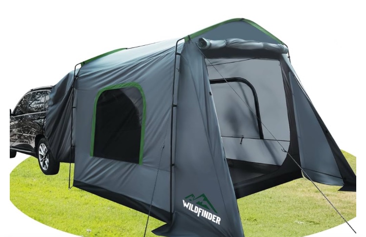 Wildfinder.  SUV Tent, 5-9 Person Rectangle Car Tent for Family, Waterproof & Windproof for Car Camping, Large Camping Tents with Storage Bag, SUV, Van, Jeep, Pickup 8FT L x 10.6FT W x 7.2FT H