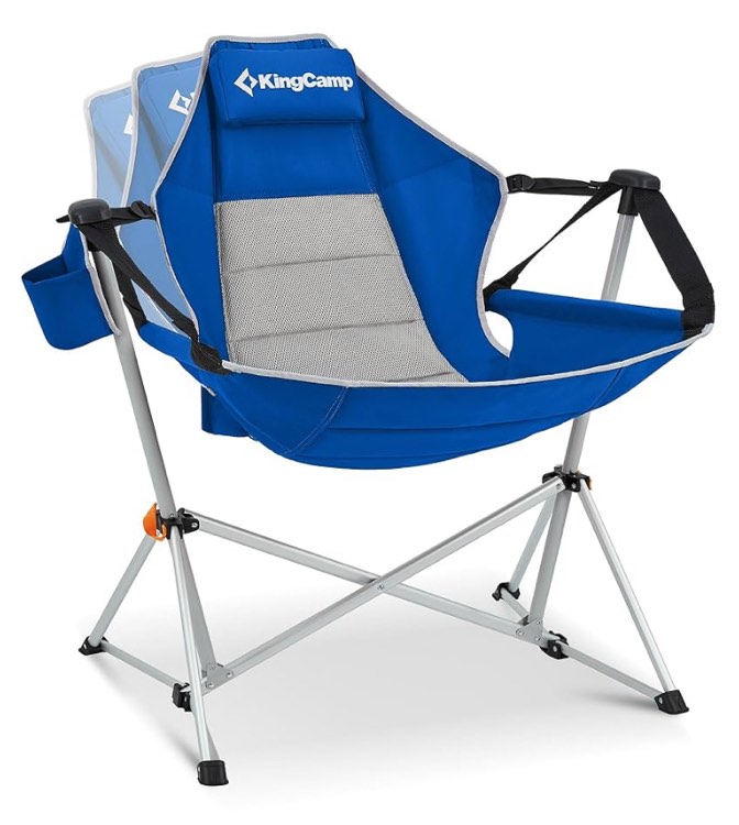 KingCamp Hammock Camping Chair, Swinging Portable Folding Camp Chairs for Adults Max 400lbs Heavy Duty Foldable Oversized Rocker with Aluminum Alloy Frame Cup Holder for Outdoor Beach Patio Sport