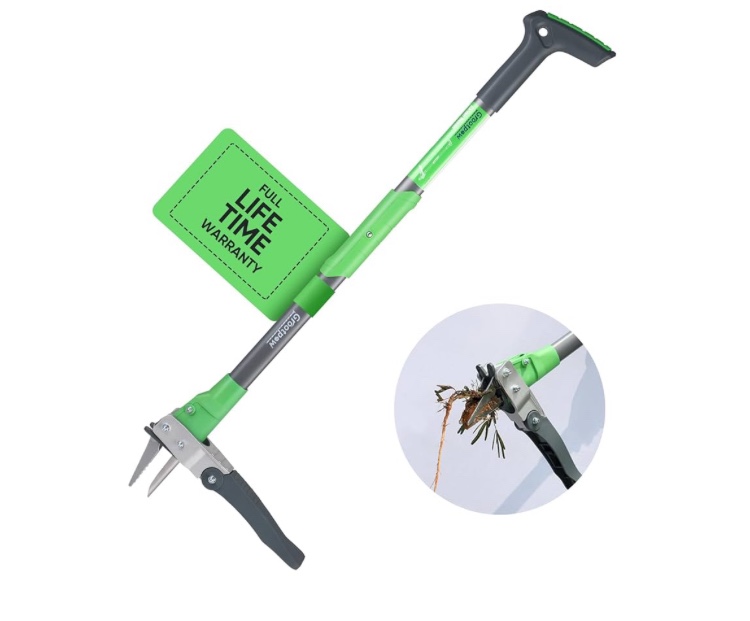 Grootpow WP5 Heavy Duty Weed Puller Tool, Stand Up Dandelion Weeder with 40" Handle, 3 Claws & Fiberglass Foot Pedal, Weeding Tool Made with Cast-Iron, Easily Remove Weeds Without Bending or Kneeling