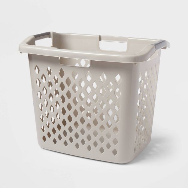 3pk 2.1bu Lamper Gray - Brightroom™: Plastic Clothes Hamper with Built-In Handles, Open-Top, 1 Compartment, 19.55 Capacity