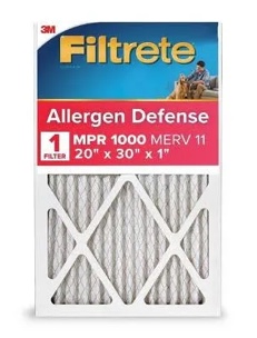 Filtrete 20x30x1 Air Filter  MPR 1000 MERV 11  Allergen Defense  3 Filter